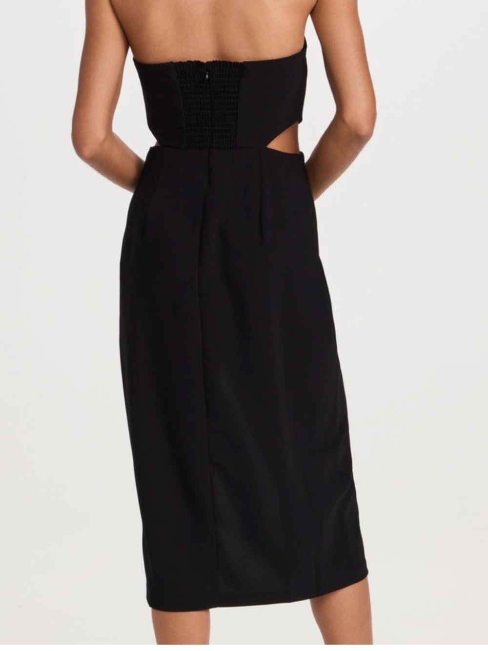 Amanda Uprichard Black Strapless Kloss Midi Dress with Thigh Slit - Picture 4 of 10
